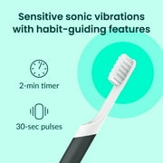 Quip Sonic Adult Electric Toothbrush Soft Bristles Built-in Timer + Travel Case, Sage Green