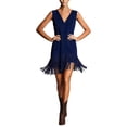 thumbnail image 2 of Western Cowgirl Dress for Women Sleeveless V Neck Slim Fit Tassel Hem Knee Length Tank Dresses Country Concert Dress, 2 of 5