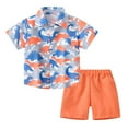 thumbnail image 2 of Tfken Toddler Child Girls Outfit Set Size 3 Years-4 Years Short Sleeve Dinosaur Print Tops Shorts Loose Quick Dry Sky Blue Outfits Sets, 2 of 5