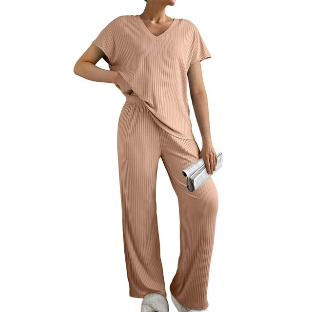 Set de ropa SHEWIN Summer Lounge de 2 piezas para mujer Apricot L