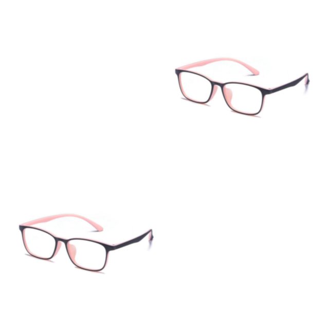 Minnieouse Gafas TR90 rectangulares sin receta para hombres y mujeres, gafas ligeras de estilo Vintage para la vida diaria rosa negro 2piezas