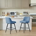 thumbnail image 2 of Modern Bar Stools Set of 2, 26" H Swivel Counter Height Barstools with High Backs, Kitchen Island Stools, For Bar & Home,Fabric, Blue, 2 of 7