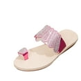 thumbnail image 2 of BLTIBY 2025 Summer Sandals for Women Orthopedic Sandals Rhinestone Flat Sandals Comfortable Ring Toe Slippers Beach Shoes Pink 38, 2 of 8