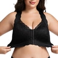 thumbnail image 6 of Riecok Womens Lace Front Closure Bras Plus Size Wireless Push Up Bralette Full Coverage Soft Everyday Bra Black S, 6 of 8