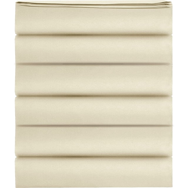 Mocassi 1500 Thread Count Pack of 6 Flat Sheet,Queen, Cream