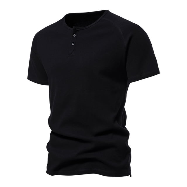 Tops para hombre, blusas y camisas de cuello redondo y manga corta para hombre, color liso, con botones "Return to the Ancients", manga corta, talla grande, camiseta deportiva moderna de poliéster par
