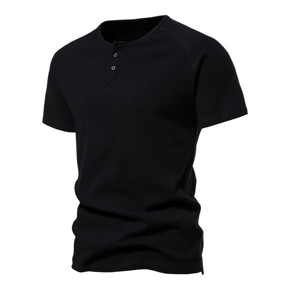pstuiky Mangas cortas para hombre, Camiseta de manga corta con cuello en V doble para hombre, talla grande, moda Fallow Priming. camisas casuales para hombre m