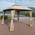 thumbnail image 4 of Hassch 10x10ft Patio Garden Gazebo Canopy Outdoor Gazebo Tent With Curtains, Khaki, 4 of 10