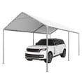 thumbnail image 3 of Dateyes 10x20 FT Carport, Heavy Duty Carport Canopy with Adjustable Height, Outdoor Carport Shelter with Reinforced Frame, Portable Garage for Cars, Boats and Trucks, White, 3 of 9