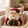 thumbnail image 2 of Christmas Santa 3D Throw Pillow Cover, 17.72 Inch Linen Cushion Case with Cartoon Design, Winter Holiday Decor for Sofa Bed, 2 of 6