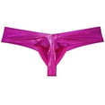 thumbnail image 2 of Botmois Men Cheek Underwear Metallic Wet Look Mini Bikini Boxer Briefs Mini Bikini Trunks 1/3 Rear Skimpy Fresh Pink M, 2 of 3
