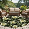 thumbnail image 5 of Round Rugs 5 Ft, Black Teal Boho Botanical Non Slip Area Rugs for Kitchen Bedroom Entryway, Southwestern Retro Ethnic Tribal Washable Carpet Runner Rug Floor Mats for Bedroom Home Decor, 5 of 9