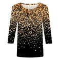 thumbnail image 4 of Women Causal T-shirt Sparkle Sequin Printed 3/4 Sleeve Crewneck Pullover Dressy Glitter Loose Tunic Tee, 4 of 4
