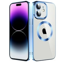 Dteck Clear Magnetic Case for iPhone 12,Shockproof Soft TPU Electro-plating Bumper Case Compatible with MagSafe Cover with Built-in Camera Lens Protector,Blue