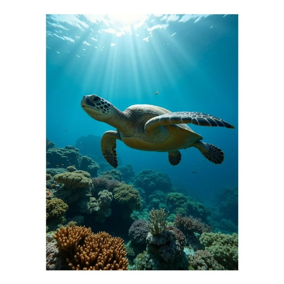 Diamond Art Kit for Adults, Sea Turtle Underwater Corals Sunlight Diamond Painting for Adults Beginners, DIY Diamond Art Painting Kits, 5D Diamond Painting Crafts for Home Decor 12x16 Frameless