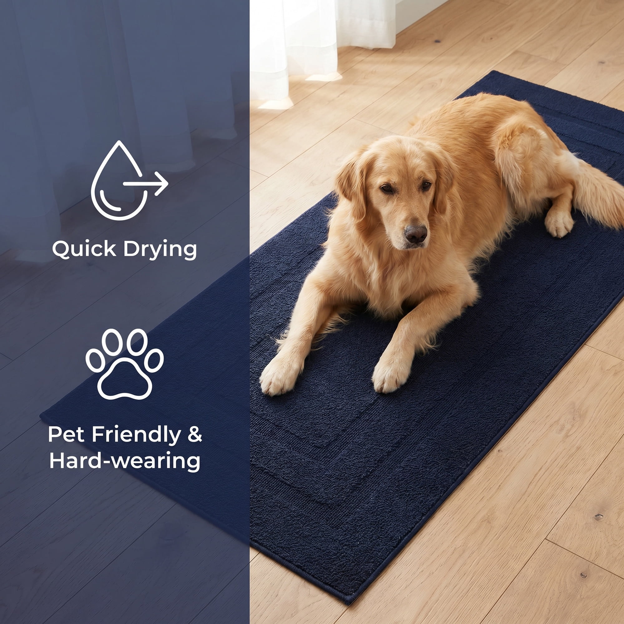 Unique Bargains Geometric Resistant Polypropylene Non Slip Waterproof Mat Black 47" x 20"