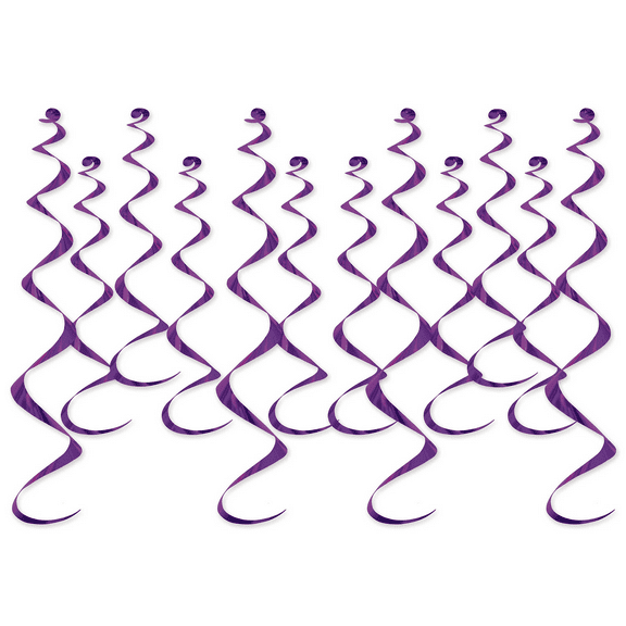 Beistle 72 Counts Purple Metallic Party Ceiling Whirls 25”