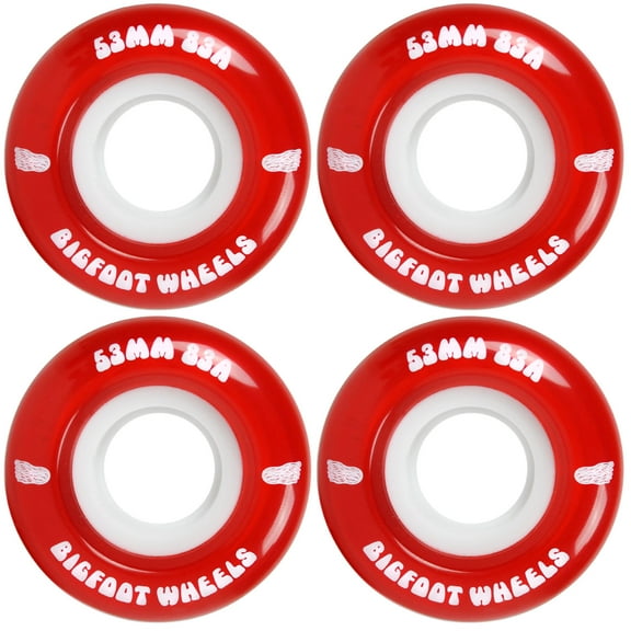 Bigfoot Skateboard Wheels 53mm 83A Soft Cruiser Filmer Wheels Red (Set of 4)