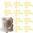 thumbnail image 1 of Adorno para tartas Matwsec, acrílico dorado, feliz cumpleaños, 10 unidades, 1 of 7