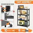 thumbnail image 4 of 4-Tier Kitchen Storage Shelves, Island Table for Kitchen, Metal Shelves Organizer, Microwave Stand, Coffee Bar for Small Spaces, Adjustable Shelves for Pantry, Living Room (13.8"Dx31.5"Wx54.3"H), 4 of 11