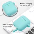 thumbnail image 4 of Koujaon Compatible Con Airpods Funda Protectora De Silicona Suave Con Pulsera Llavero Compatible Con Apple Airpods 2Da 1Ra Generación Estuche De Carga (Verde Menta), 4 of 5