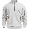 thumbnail image 4 of LIIPEE Men Hoodies Solid Color Long Sleeve Stand Collar Zip Up Pullover Hoodless Sweatshirt With Pocket Male Stylish Casual Outings Sweatshirts,White,Xxxxxl, 4 of 4