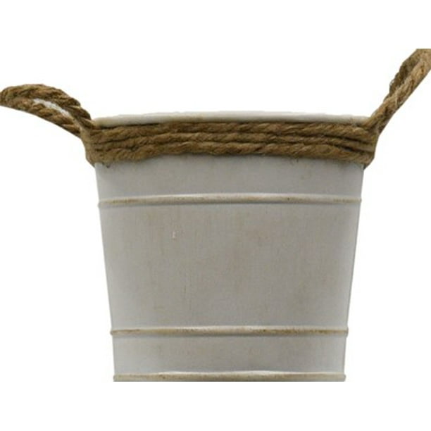 Hampton Art Galvanized White Rope Bucket with Handle, 1 Each Walmart