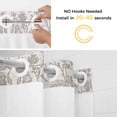 thumbnail image 5 of Farmhouse Flower No Hook Shower Curtain Waterproof, Bathroom Curtains with Snap in Liners and See Through Top Window, Botanical Vintage Grey Leaf Plant Hotel Style Bathtub Curtains Shower 72"Wx84"L, 5 of 8