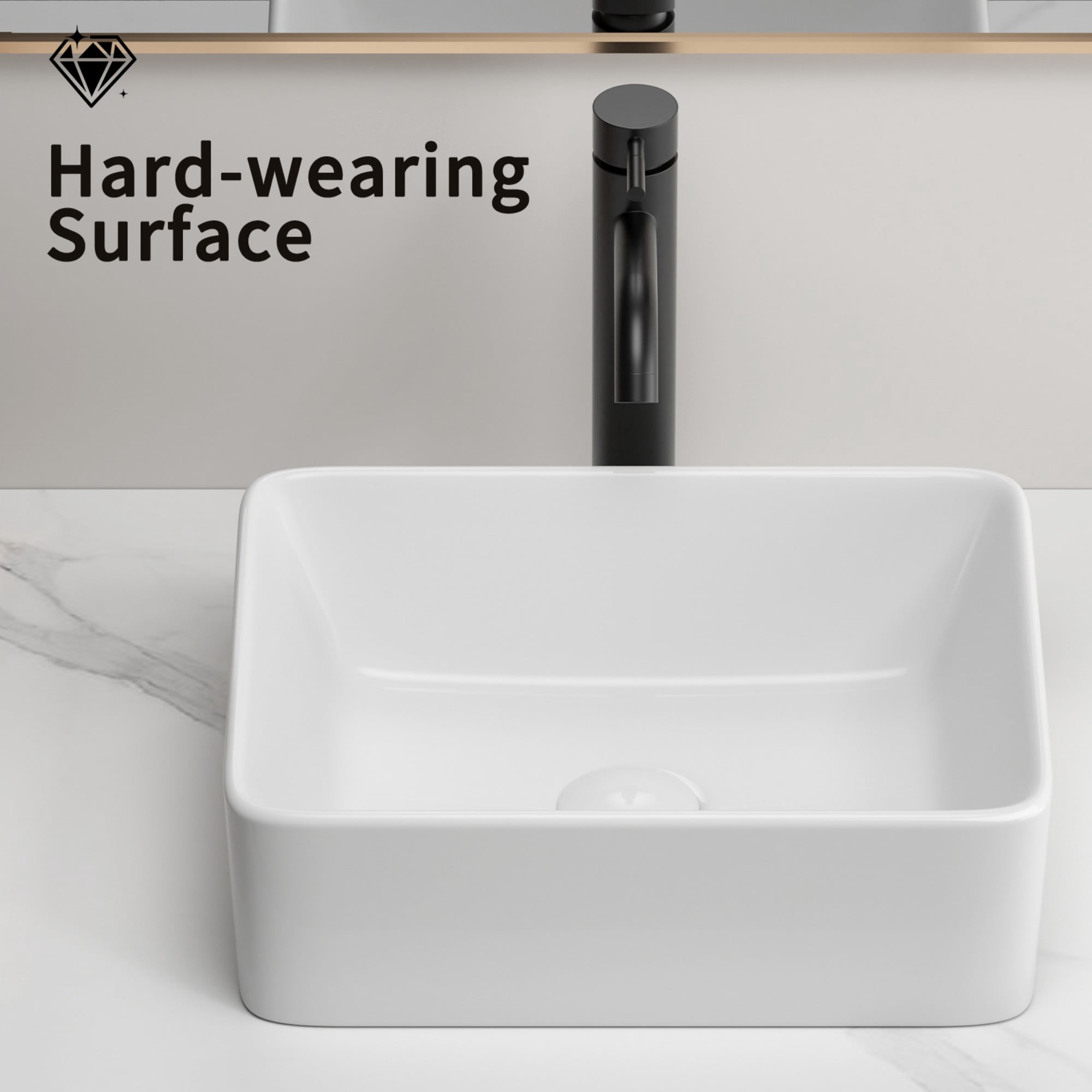 Bathroom Vessel Sink,Small Sink Above Counter,White Porcelain Ceramic,Bathroom Vanity Sink,Rectangle