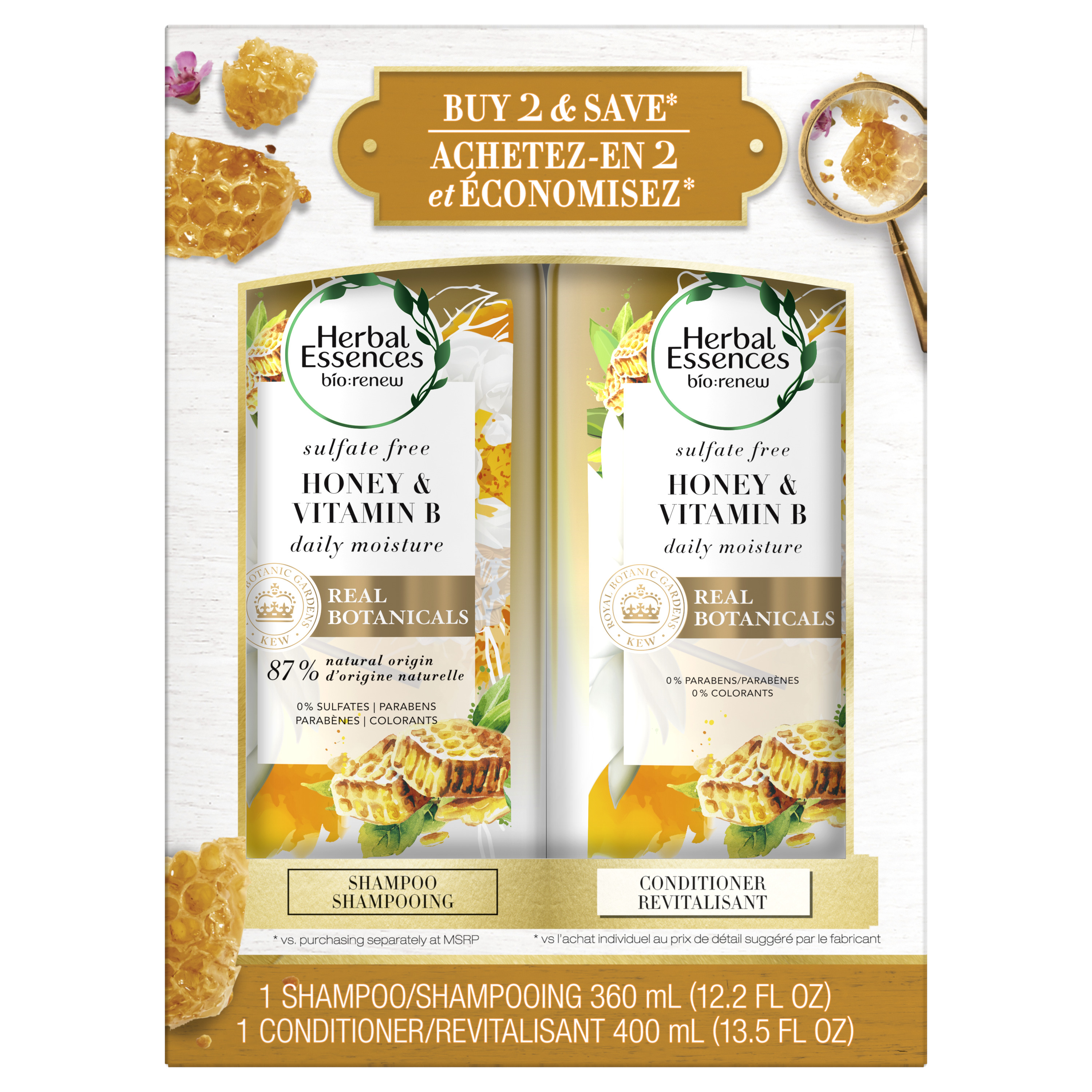 Herbal Essences Bio:Renew Honey Shampoo Conditioner Set, 12-13.5 oz