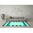 thumbnail image 3 of Ahgly Company Indoor Rectangle Solid Turquoise Blue Modern Area Rugs, 2' x 5', 3 of 4
