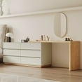 thumbnail image 1 of NessCarsti Coiffeuse Moderne Extensible en L avec 6 Tiroirs, Table d'Ordinateur Beige Réglable pour Bureau à Domicile, Chambre, Maquillage et Jeux, 1 of 7