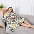 thumbnail image 5 of Oversized Wearable Blanket Hoodie,Beige Chicken Floral Pattern Sherpa Blanket Hoodie with Super Pockets,Super Warm Fuzzy Pullover for Women & Men, 5 of 6