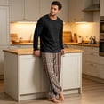 thumbnail image 2 of VV AVEORS Mens Pajama Set Long Sleeve Soft Sleepwear Loungewear Pjs Tops Plaid Pants With Pockets 2 Piece Holiday Sleepwear Earthy Yellow 2XL, 2 of 8