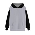 thumbnail image 3 of Women's Color Block Oversized Hoodie, Plus Size Pullover Sweatshirt with Pocket, Drop Shoulder Long Sleeve Casual Streetwear Top for Winter Outfits, Lounge Wear and Athletic Comfort Silver XXL, 3 of 5