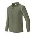 thumbnail image 4 of SAWOBUUN Men's Solid Long Sleeve Golf Shirt Regular Fit Casual Work Uniform Top Classic Soft Breathable Tee, 4 of 9