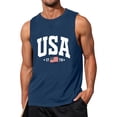 thumbnail image 2 of Men's Patriotic Sleeveless Shirt with USA Lettering and Flag Print Featuring Breathable Fabric for Hot Weather Beach Walks&nbsp; Dark Blue XXXXL, 2 of 4
