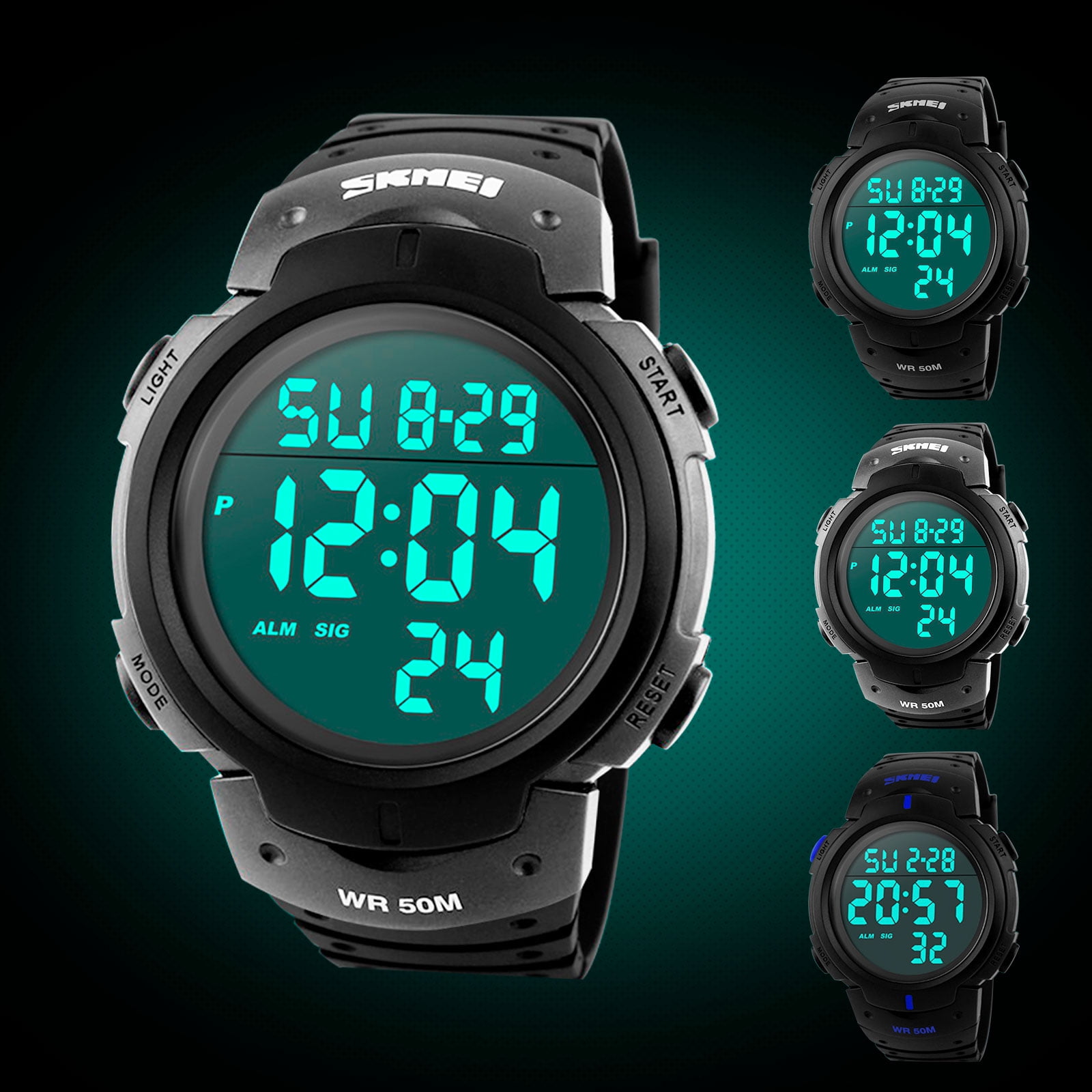 TSV - Men's Digital Sports Watch, LED Screen Large Face Military Watches, 50M Waterproof Wrist