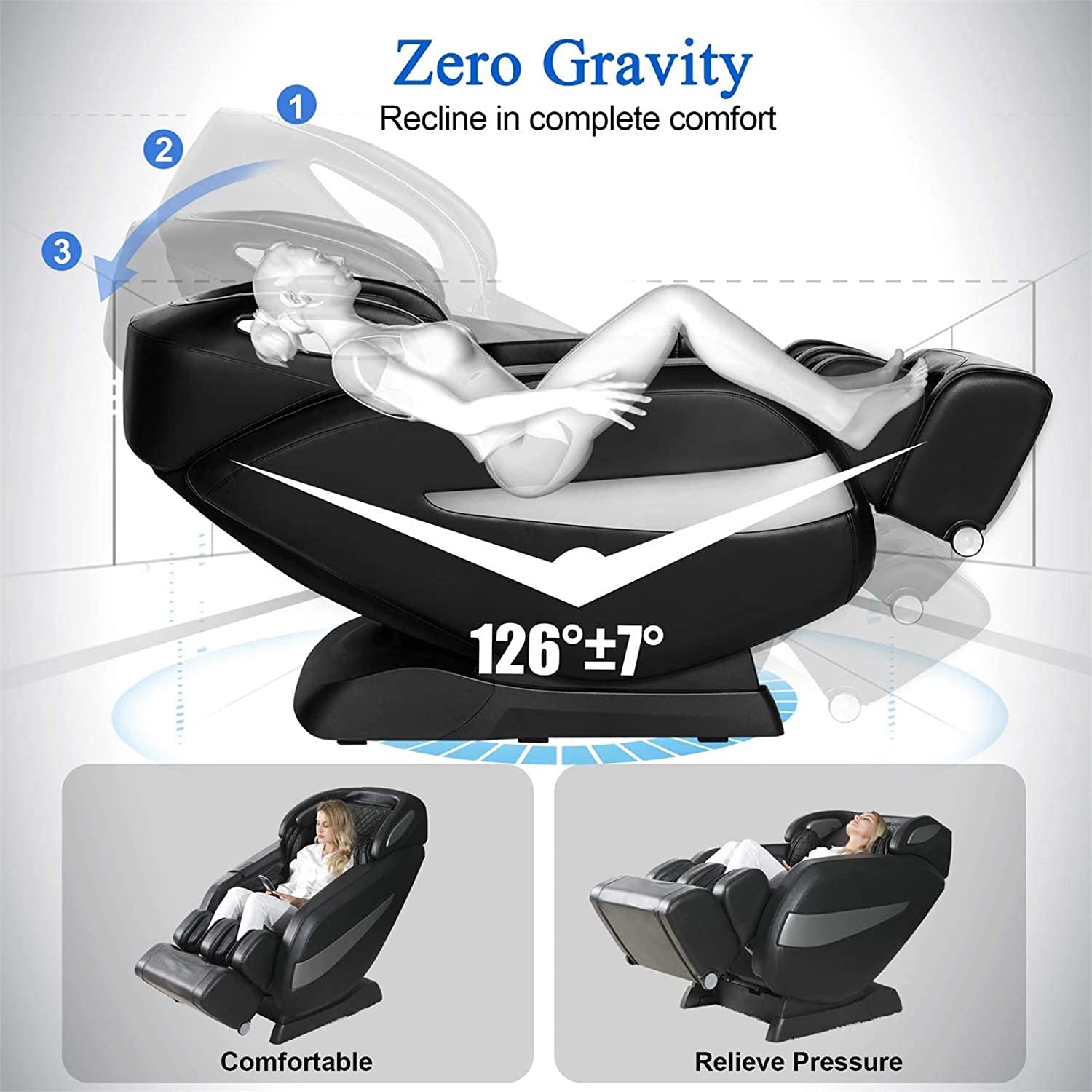 UGears Full Body Massage Chair Zero Gravity Shiatsu SL Track  Heat Black