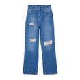 thumbnail image 5 of Women's Jeans Straight Leg Plus Size Ripped Solid Color Denim Pocket Loose Trousers, 5 of 5