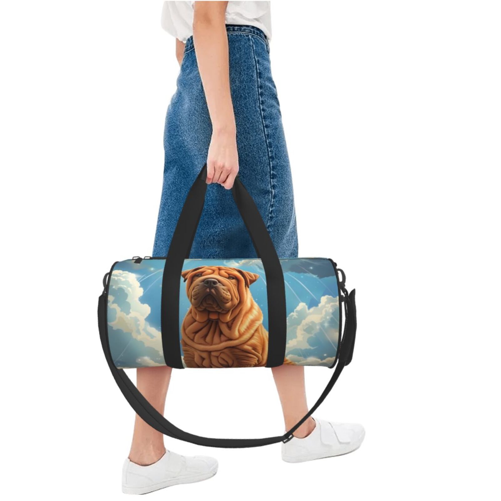 Vsdgher Sunshine Cloud Bulldog 45L Foldable Duffel Bag, Sports Gym Bag,Overnight Bag, Portable Weekender Bag for Airplanes