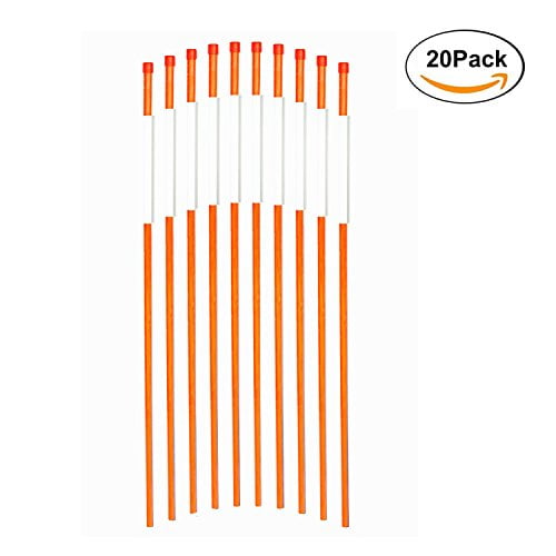 FiberMarker 72Inch Reflective Driveway Markers Driveway Poles Easy Visibility at Night 1/4Inch Diameter Orange,20pack 