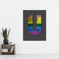 thumbnail image 2 of Letter U Striped Wall Yellow Purple Green Blue Decorative Graffiti Mural Alphabet Initial Stencil Extra Large XL Wall Art Poster Print, 2 of 3