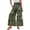326#Army Green, variant on Women's Boho Print Wide Leg Palazzo Pants High Waisted Ties Ruffle Hem Casual Loose Trousers with Pockets Army Green L