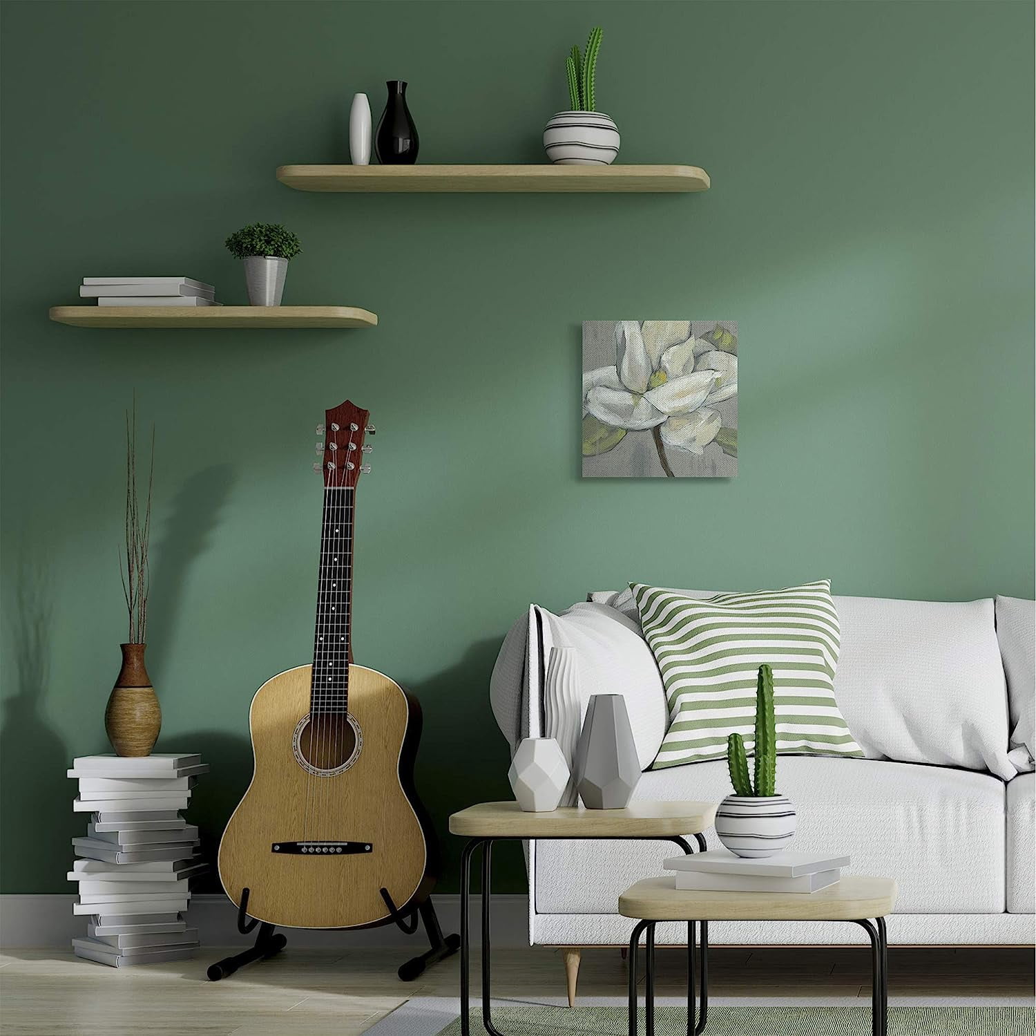 Stupell Home Décor Flower Petals Gray Green Painting Canvas Wall Art by Jennifer Goldberger