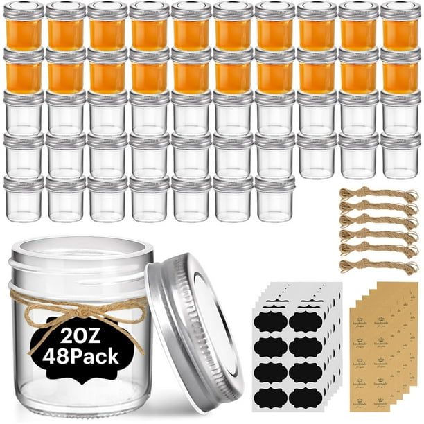 Vidrio Mason Jars ComSaf de 60 ml (48 unidades) con tapa para aderezo