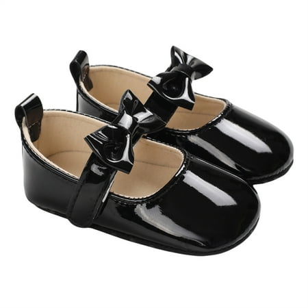 

Mildsown Infant Girls Soft Sole Bowknot PU Leather Flat Shoes First Walkers Non-Slip Princess Shoes