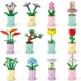 thumbnail image 2 of Amyove Creative Flower Building Blocks Simulation Bouquet Potted Building Bricks Toys For Home Decoration, 2 of 9