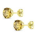 thumbnail image 3 of Gem Stone King 10K Yellow Gold Champagne Quartz Stud Earrings for Women Men (2.50 Cttw, Gemstone Birthstone, Round 7MM), 3 of 5