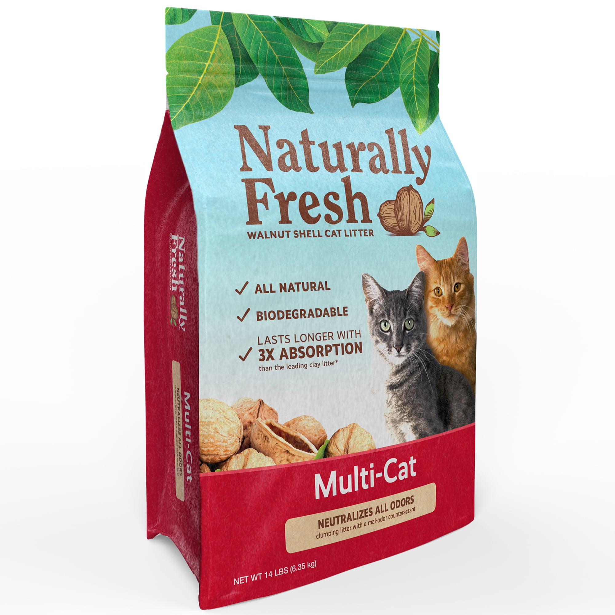 (2 pack) Naturally Fresh Eco-Friendly Multi-Cat Litter, 14 lb Bag